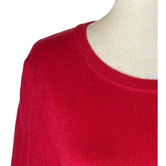 Loft Sweater Womens S Red Knit Crewneck Long Sleeve Button Detail Pullover - Picture 5 of 10